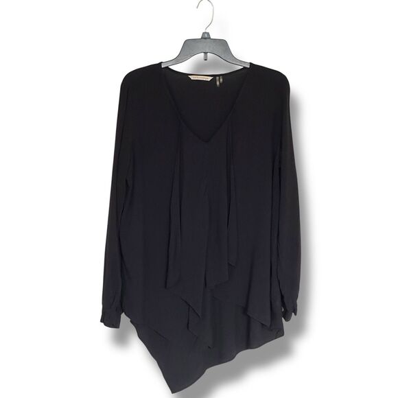 Soft Surroundings Asymmetrical Tunic Top Draped Front Black Size Med Lagenlook - Picture 1 of 7